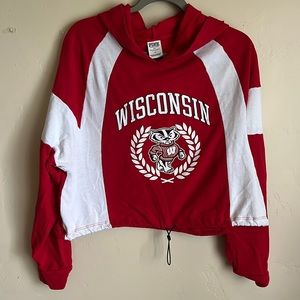 PINK Wisconsin badgers cropped hoodie